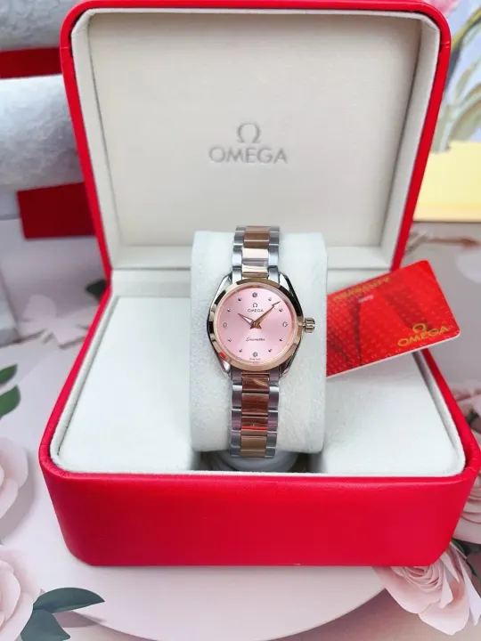 Omega Seamaster Pink Dial Women's Watch with Two-Tone Bracelet