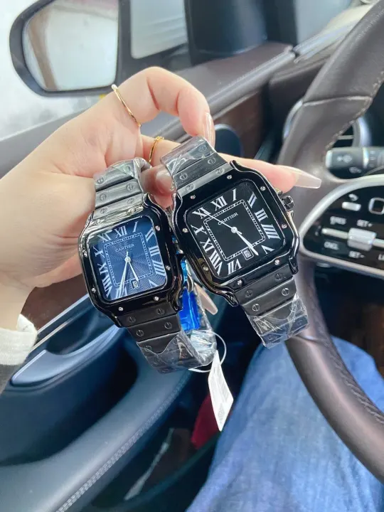 Cartier horloge met vierkante wijzerplaat en Romeinse cijfers