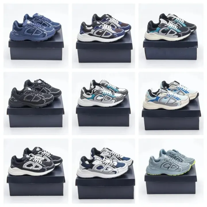 Dior CD Logo Low-Top Sneakers in Mixed Blue and Black