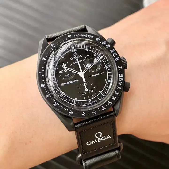Omega Black Dial Chronograph Watch 42mm