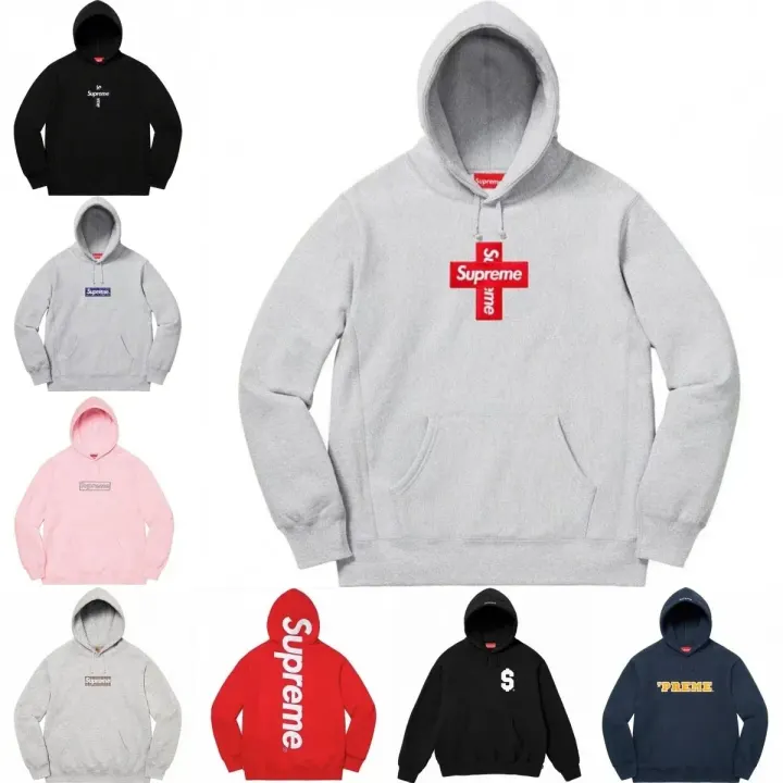 Supreme Light Grey Logo Crewneck Sweatshirt