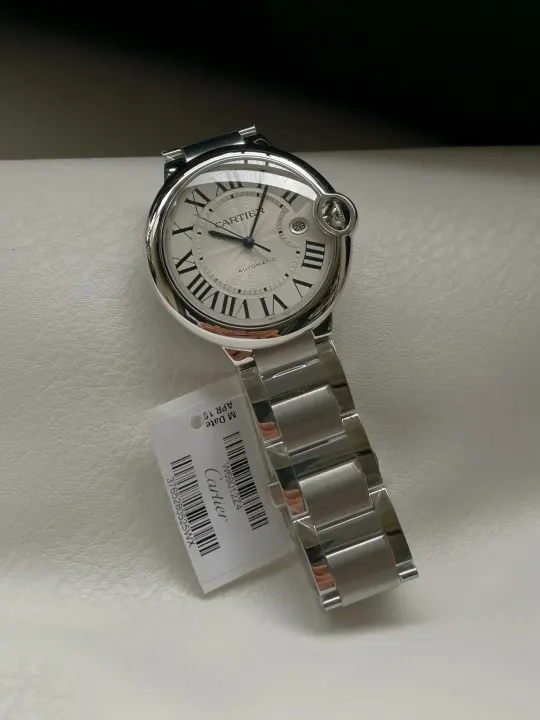 Cartier automatisch horloge met zilveren wijzerplaat met Romeinse cijfers