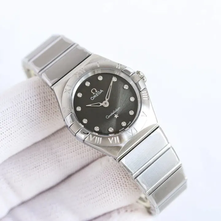 Omega Constellation Watch with Grey Dial and Crystal Markers