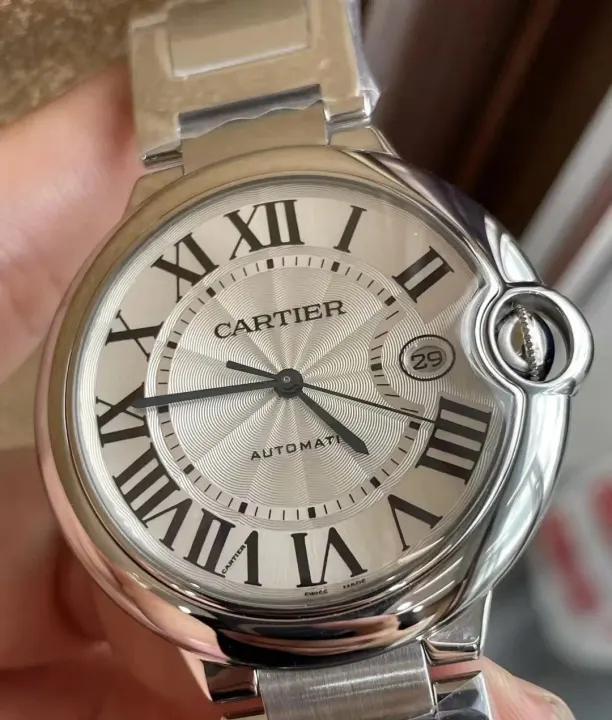 Cartier automatisch horloge met guilloché wijzerplaat en metalen band