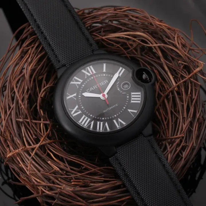 Cartier Black Dial Automatic Watch with Roman Numerals