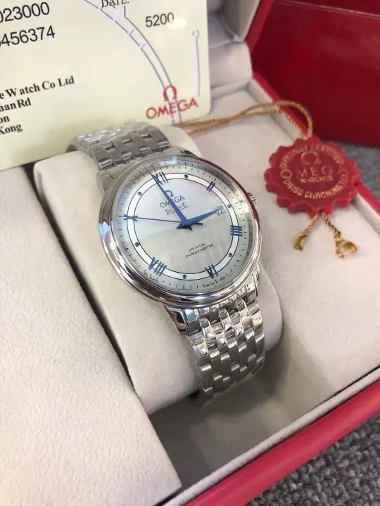 Omega De Ville Silver Dial Watch with Blue Hands