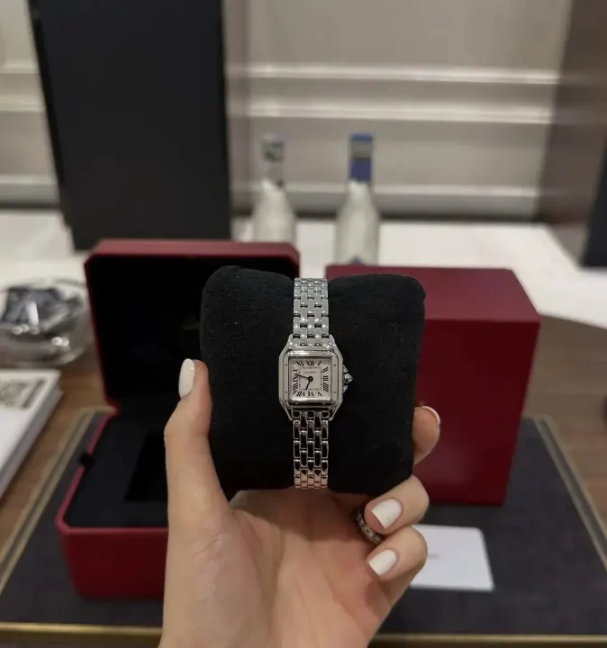 Cartier Silver-Tone Square Dial Bracelet Watch