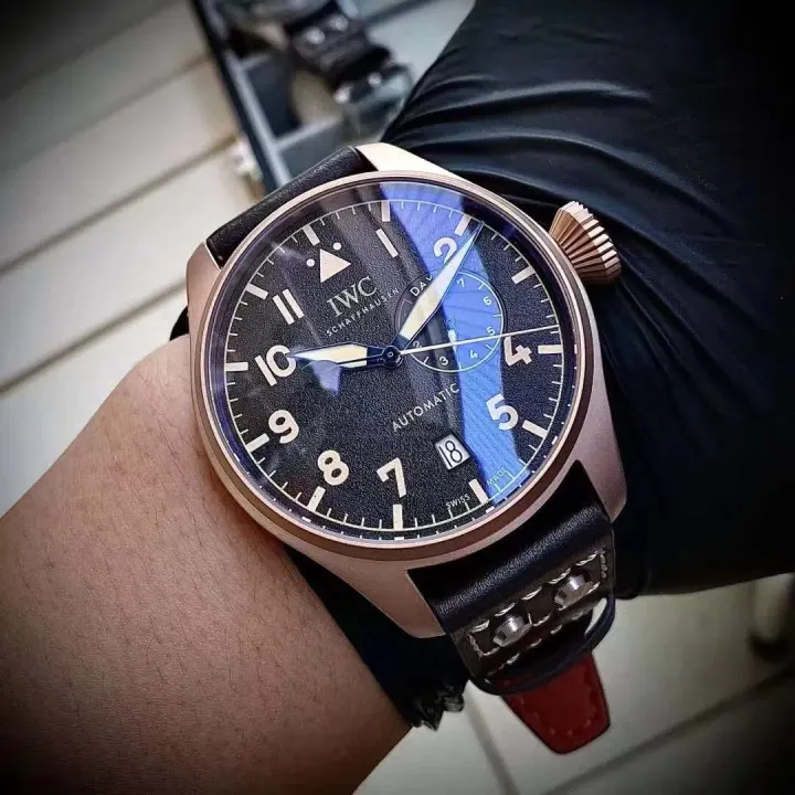 IWC Pilot Automatic Watch with Black Textured Dial and Leather Strap