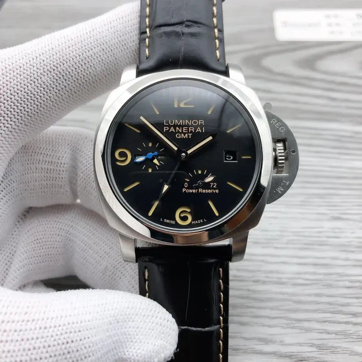 Panerai Luminor Black Dial Leather Strap Watch