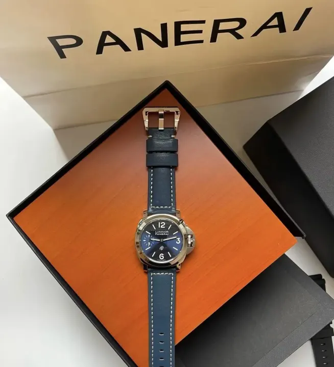 Panerai Luminor Blue Dial Watch with Navy Leather Strap