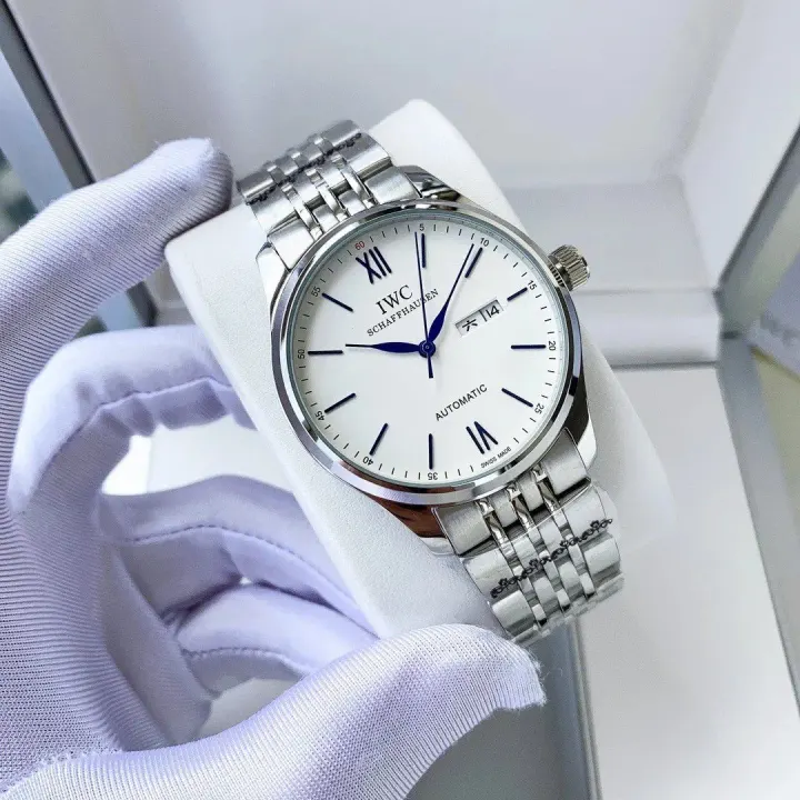 IWC Automatic Watch with White Dial and Two-Tone Bracelet
