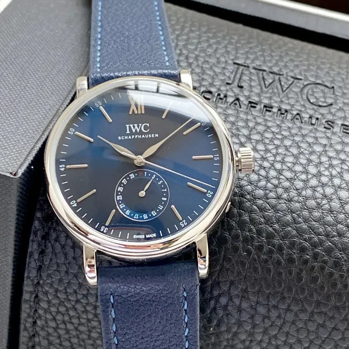 IWC Watch with Blue Dial and Blue Leather Strap