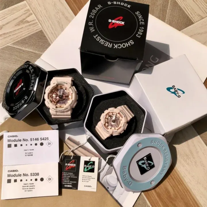 Casio Pink G-Shock and Baby-G Analog-Digital Watch Set