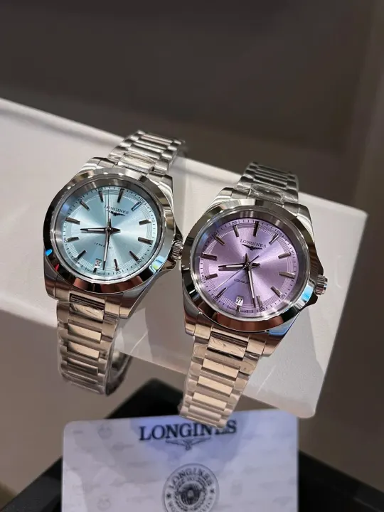 Longines Conquest Stainless Steel Watch with Blue and Purple Dials