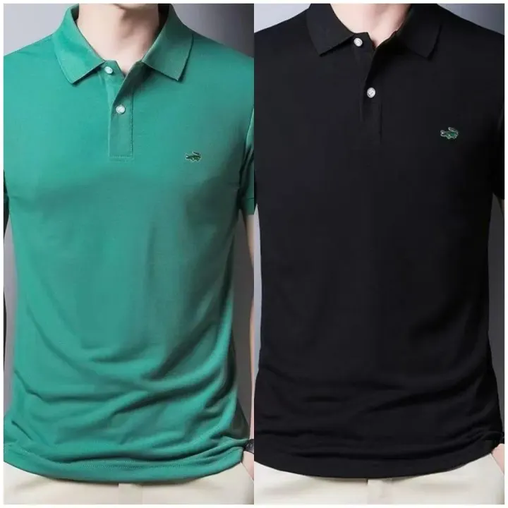 Lacoste Short Sleeve Polo Shirt in Green and Black