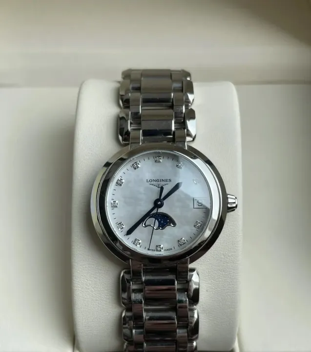 Longines Stainless Steel Watch with Mother-of-Pearl Moonphase Dial