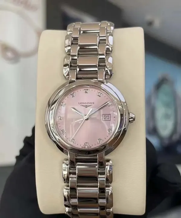 Longines Pink Dial Stainless Steel Watch