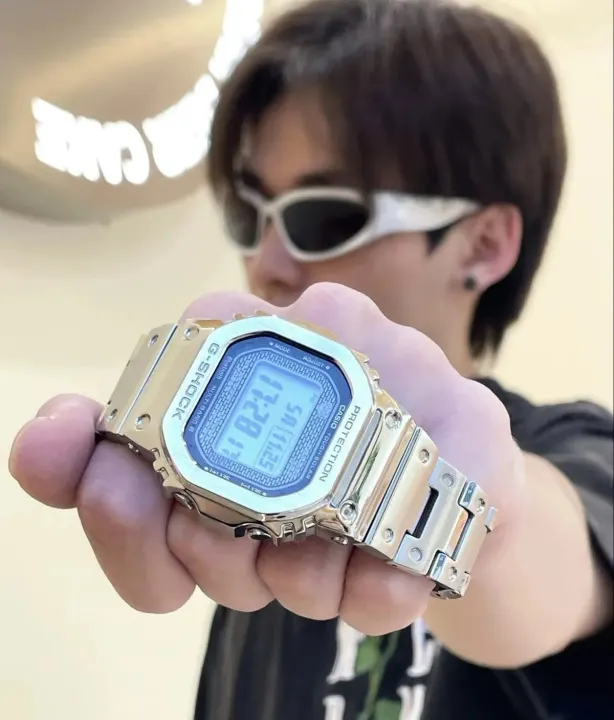 Casio G-Shock Silver-Tone Digital Watch with Metal Bracelet