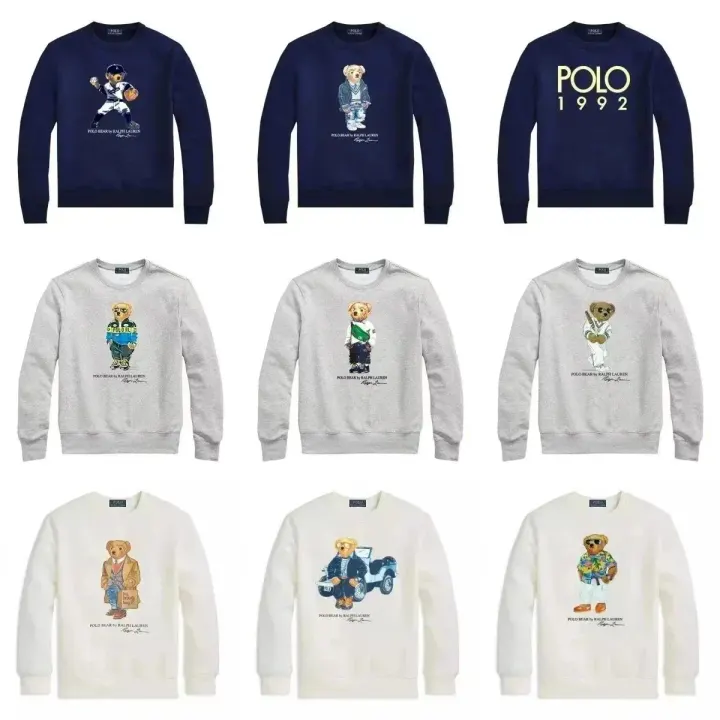 Ralph Lauren Polo Bear Crewneck Sweatshirt in Navy and Gray