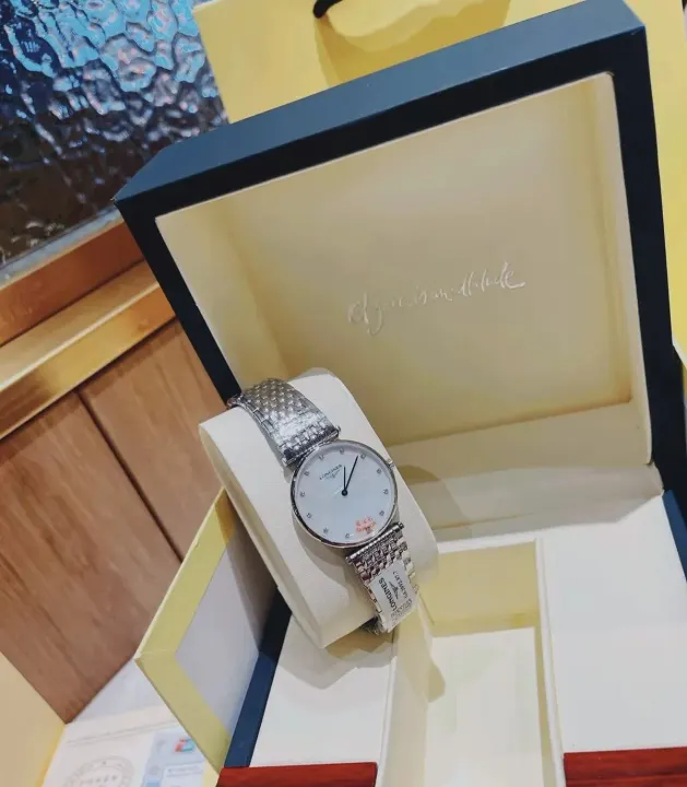 Longines Silver-Tone Watch with White Dial and Metal Bracelet