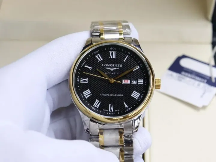 Longines Two-Tone Automatic Watch with Black Dial