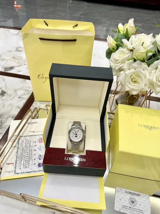 Longines Moonphase Watch with White Dial and Steel Bracelet