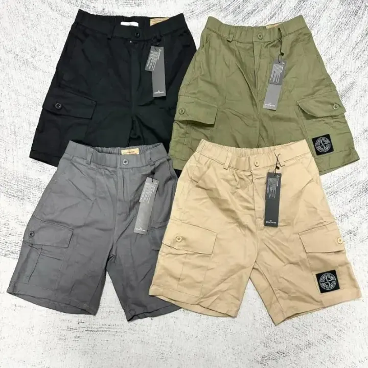Stone Island Utility Cargo Shorts in Black, Olive, Grey & Beige