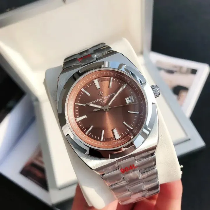 Vacheron Constantin Steel Watch with Brown Dial and Date Window