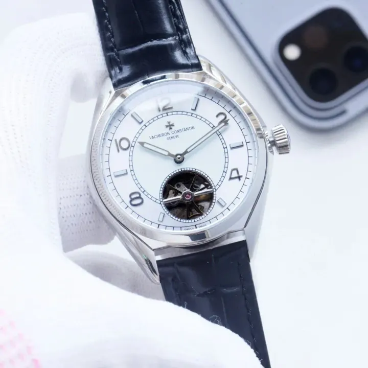 Vacheron Constantin Open Heart Watch with Black Leather Strap