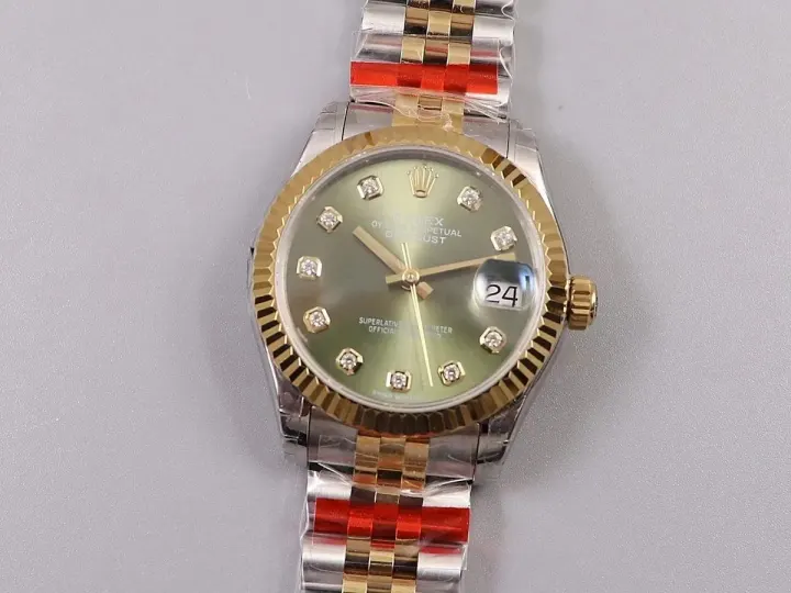 Rolex Datejust Watch with Green Dial and Two-Tone Bracelet