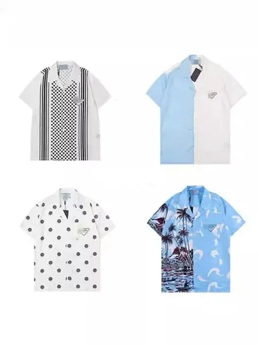 Prada camisa de manga corta con estampado, abotonada, con gráficos mixtos