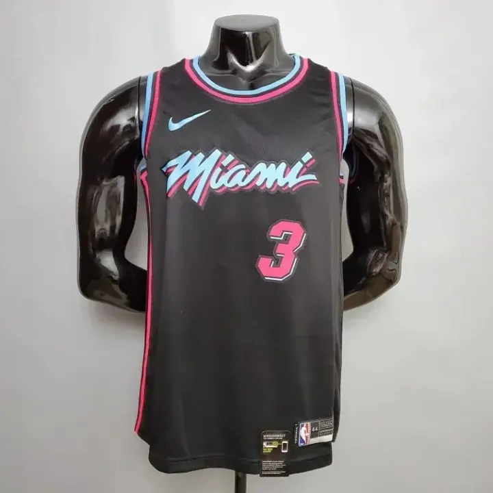 Zwart Nike Miami Heat #3 basketbalshirt