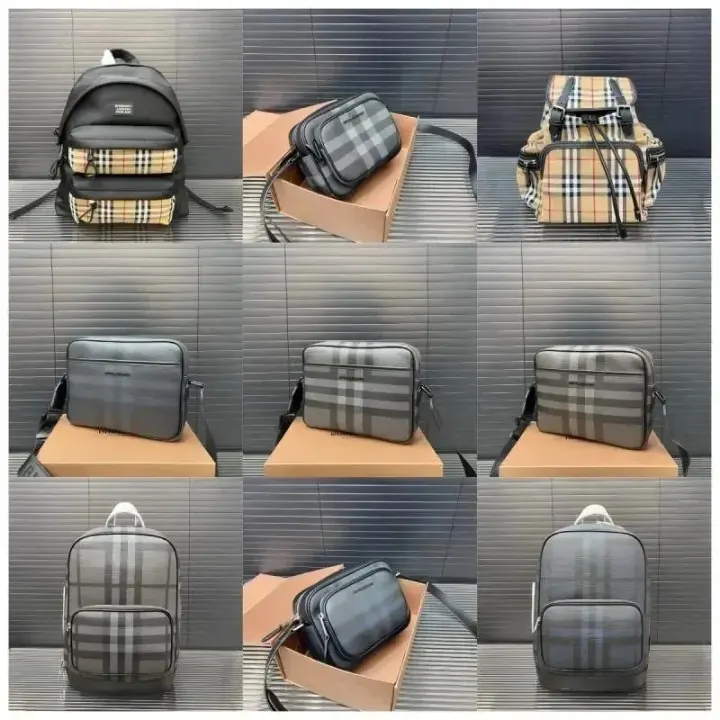 Burberry Check Pattern Crossbody Bag in Beige and Grey
