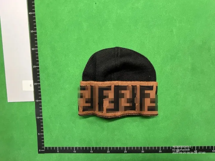 Fendi Black Monogram Pattern Beanie
