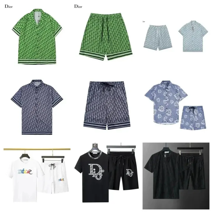 Dior Printed Matching Set in Green, Blue, Black and White