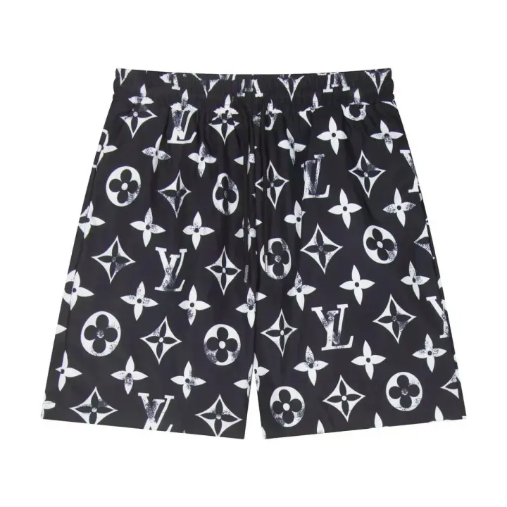 Louis Vuitton Black Monogram Print Drawstring Shorts