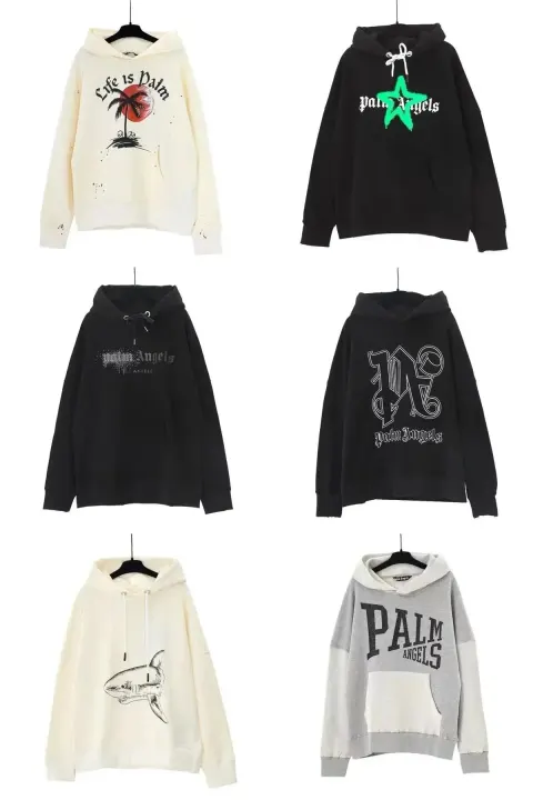 Bluza z kapturem Palm Angels z graficznym nadrukiem w kolorze czarnym i kremowym