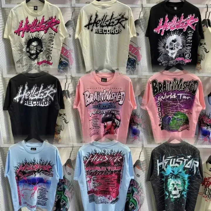 Hellstar Graphic Print Short Sleeve T-Shirt in Pink and Black
