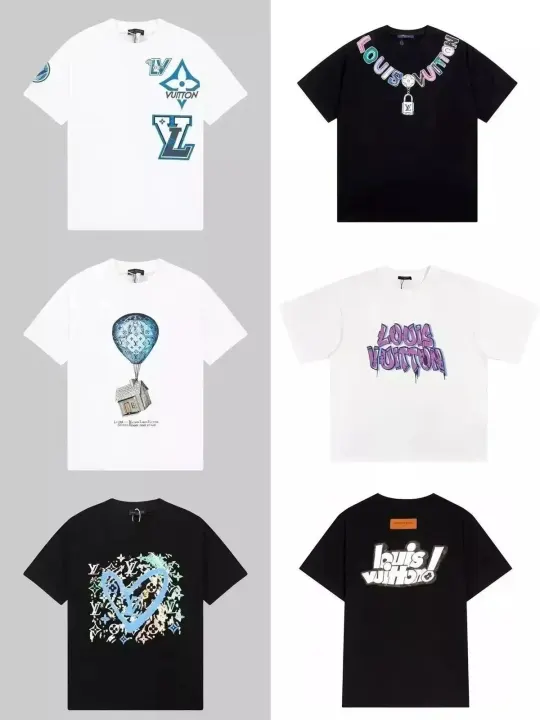 Louis Vuitton T-Shirt mit Grafikdruck in Schwarz und Weiß