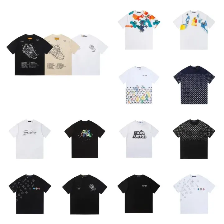 Louis Vuitton T-Shirt mit Grafikprint und kurzen Ärmeln in Schwarz, Weiß und Beige