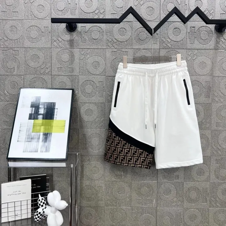 Fendi White Shorts with FF Monogram Panel