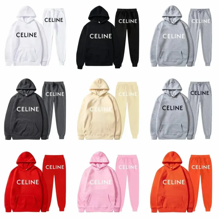 Celine Logo Hoodie Matching Set in Multiple Colors