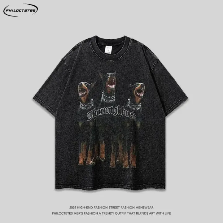 Represent Dog Graphic Washed Black T-Shirt