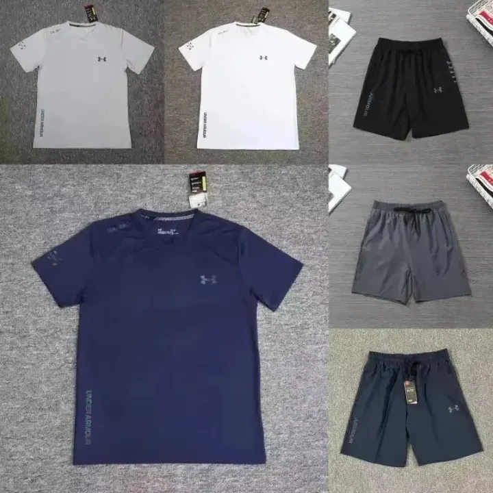 Under Armour T-Shirt and Shorts Set in Black, Grey and Navy