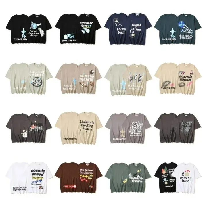 Four Cactus Cosmic Graphic Print T-Shirt Collection