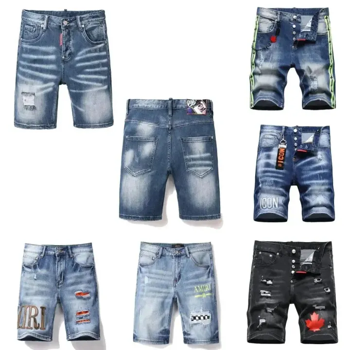 AMIRI Distressed-Jeans-Shorts in heller und schwarzer Waschung