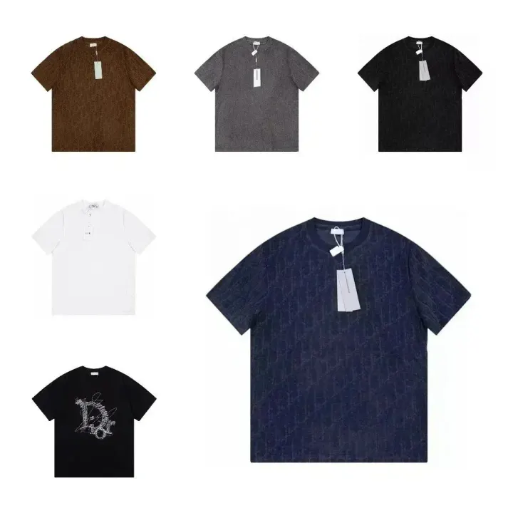 Dior Monogram Pattern Short Sleeve T-Shirt in Deep Navy