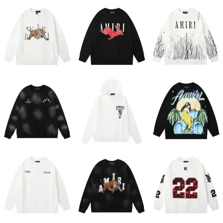 AMIRI Graphic Crewneck Sweatshirt in Black and White