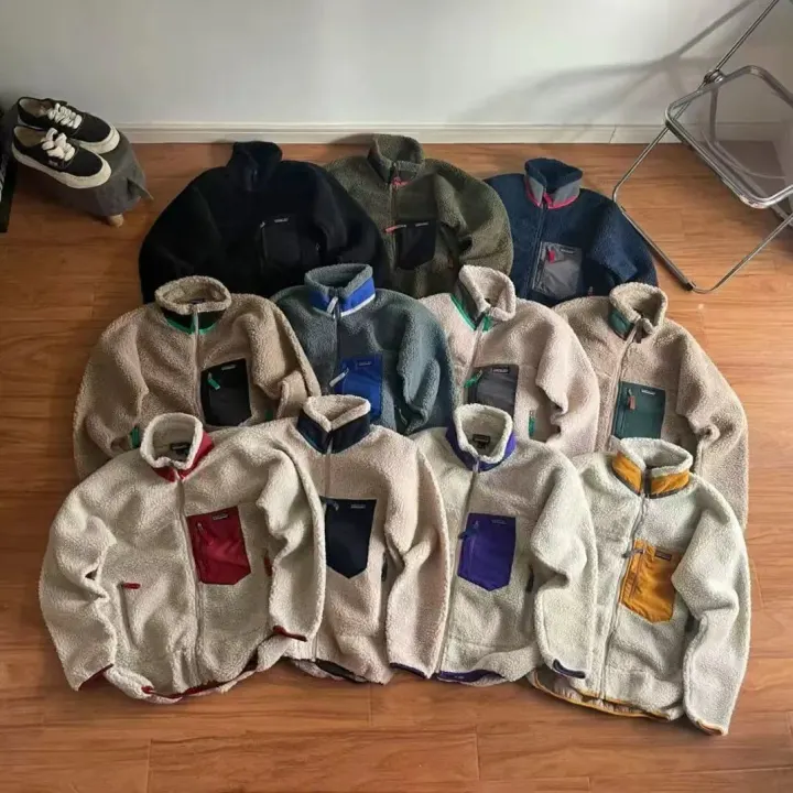 Patagonia fleecejack met ritssluiting en contrasterend borstzakje