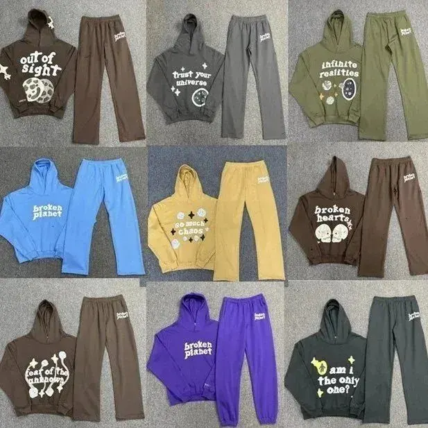 Broken Planet Graphic Hoodie and Sweatpants Set in Assorted Colors